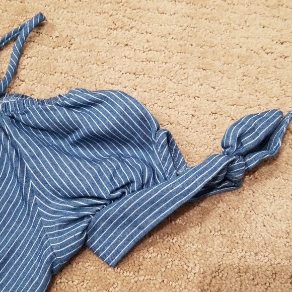 Blue Stripe top with Red Roses - Picture 4 of 5